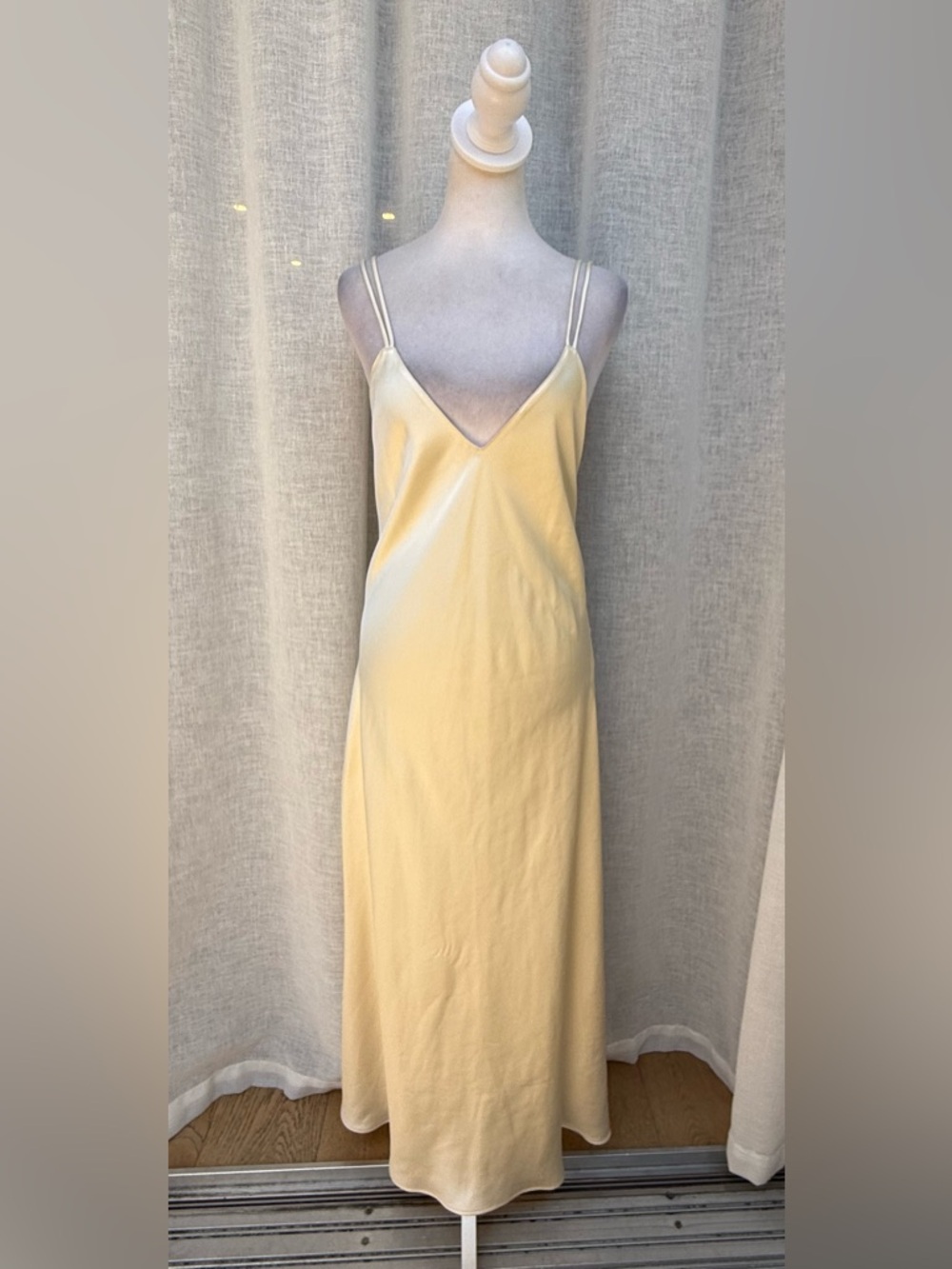Zara ivory satin open back slip midi dress